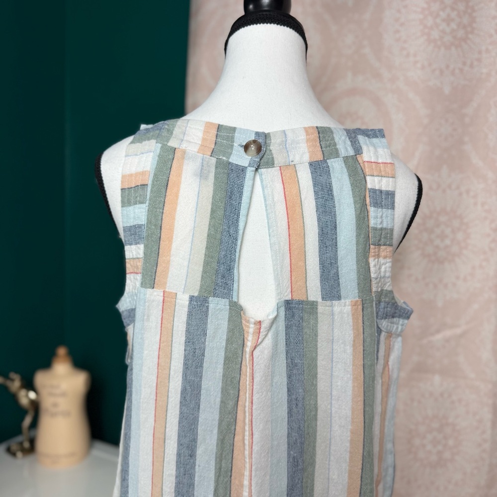 For Cynthia by Anthropologie Linen Viscose Blend Sleeveless Striped Dress Size M - Picture 6 of 9